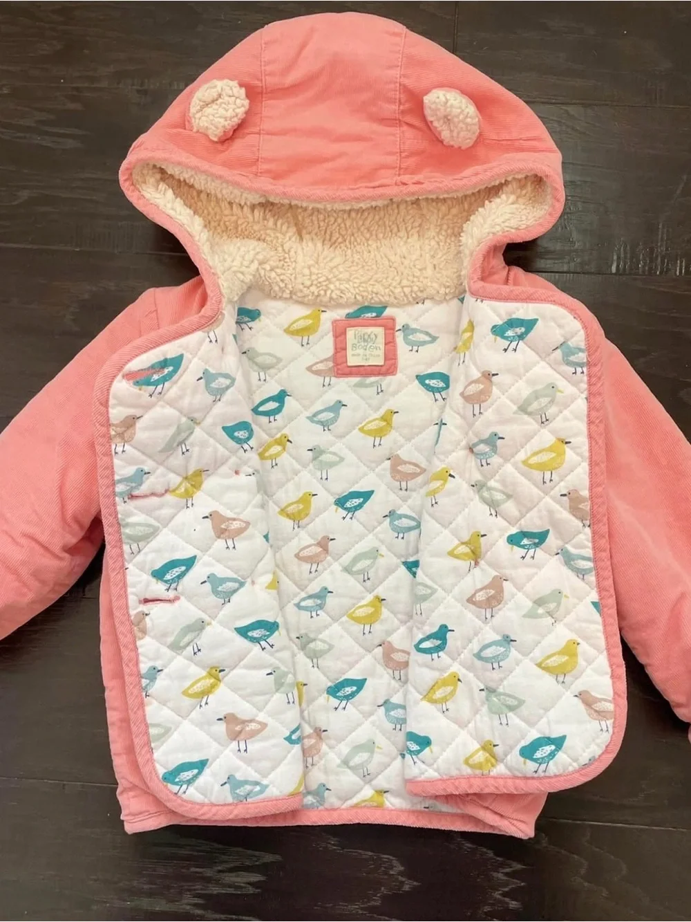 Mini Boden' Pink Padded Jacket with Sherpa Lining
